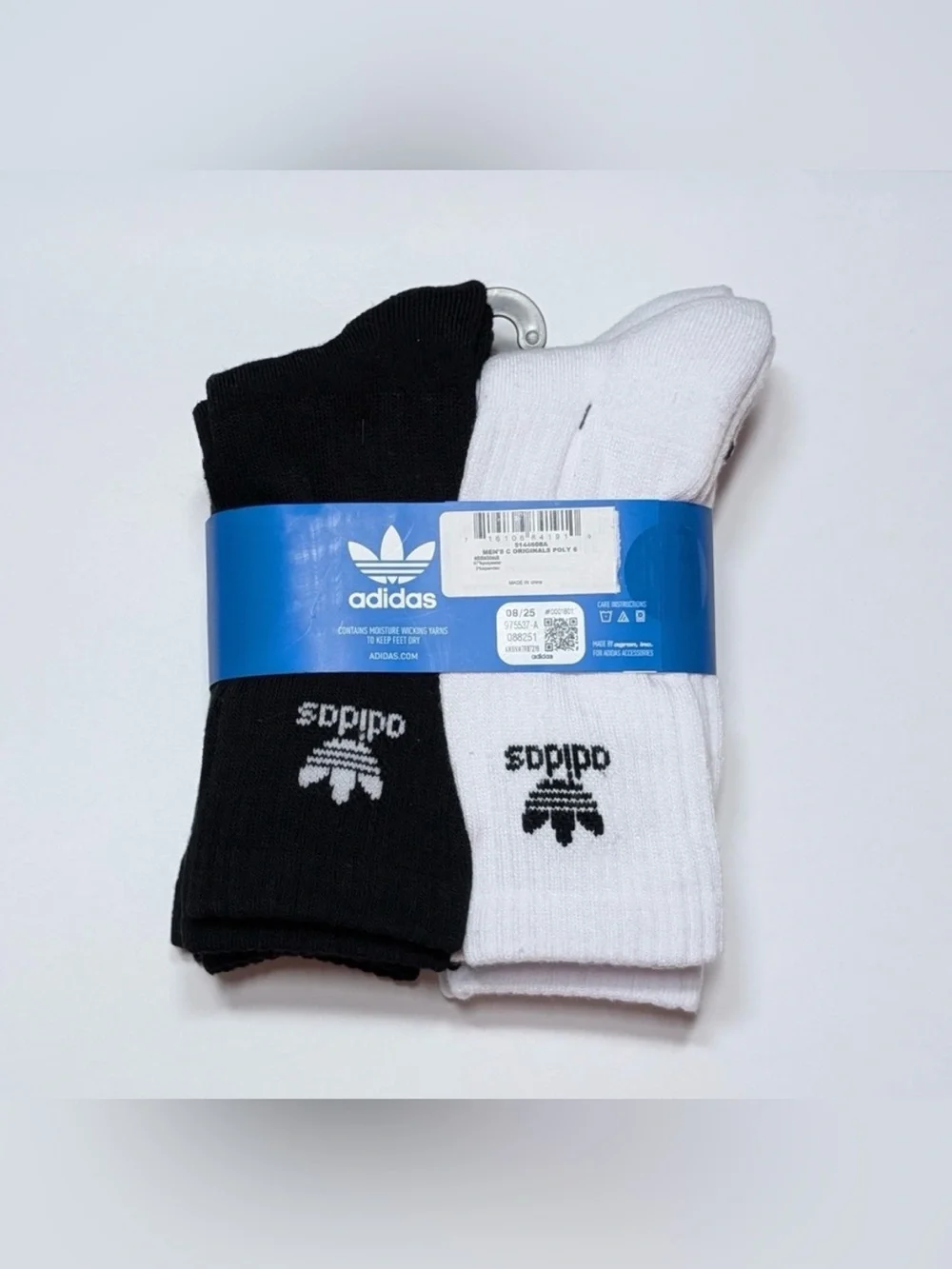 Adidas Originals White Black Trefoil logo Cushioned Tall Crew Socks multi size